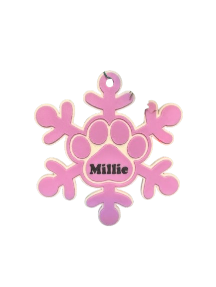 Customizable Paw Print Snowflake Ornament Keychain