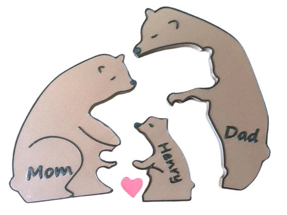 Personalized Interlocking Family Bears Family of 3