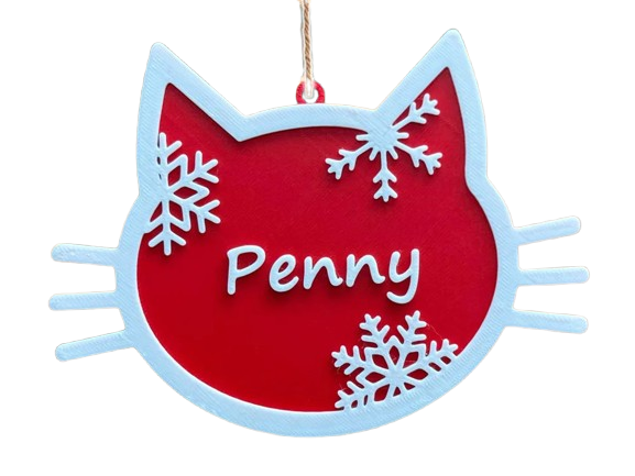 Christmas Ornament: Custom Cat Name Kitty Ornament