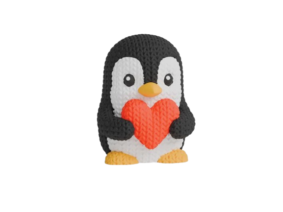 Knitted Valentine's Day Penguin